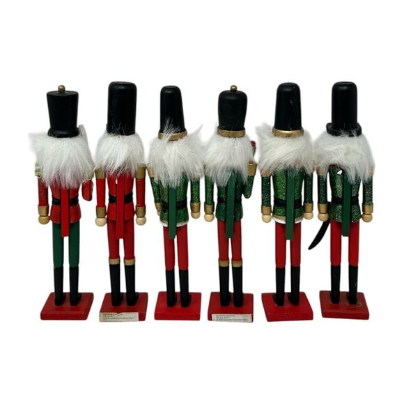 Set Of 6 Wooden Nutcracker Figurines 9" Tall Christmas Decor Festive Soldiers - Picture 2 of 15